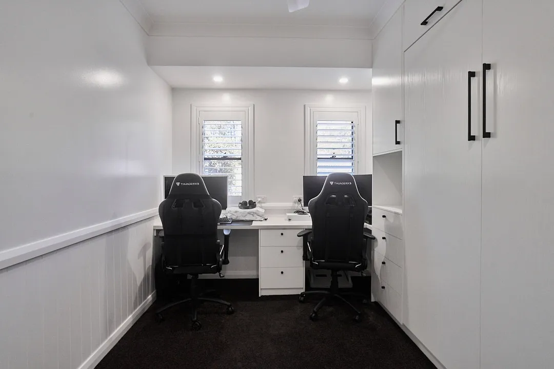Study fitted with twin built-in desks and full-height storage, Varsity Lakes